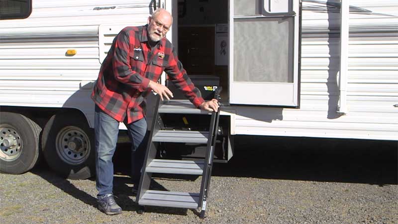 Jeff Johnston installs a Solid Step from Lippert on this RV